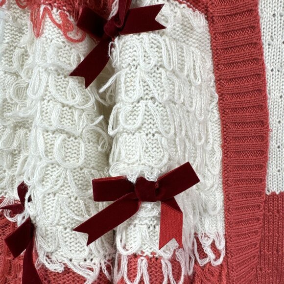 Mighty Fine Women's Holiday Sweater Size XS Retro Loop & Bow Open Cardigan NWT - Picture 3 of 10